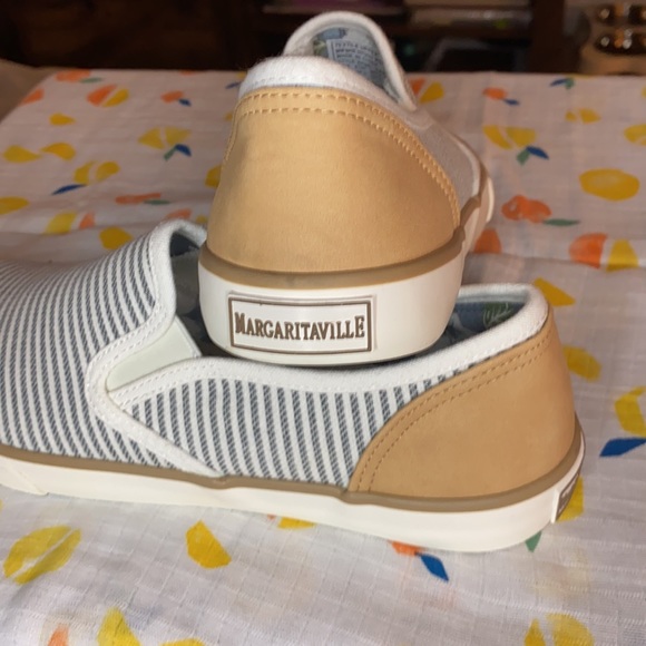 Blue, white, and tan slip on shoes size 7 1/2 - Picture 3 of 5